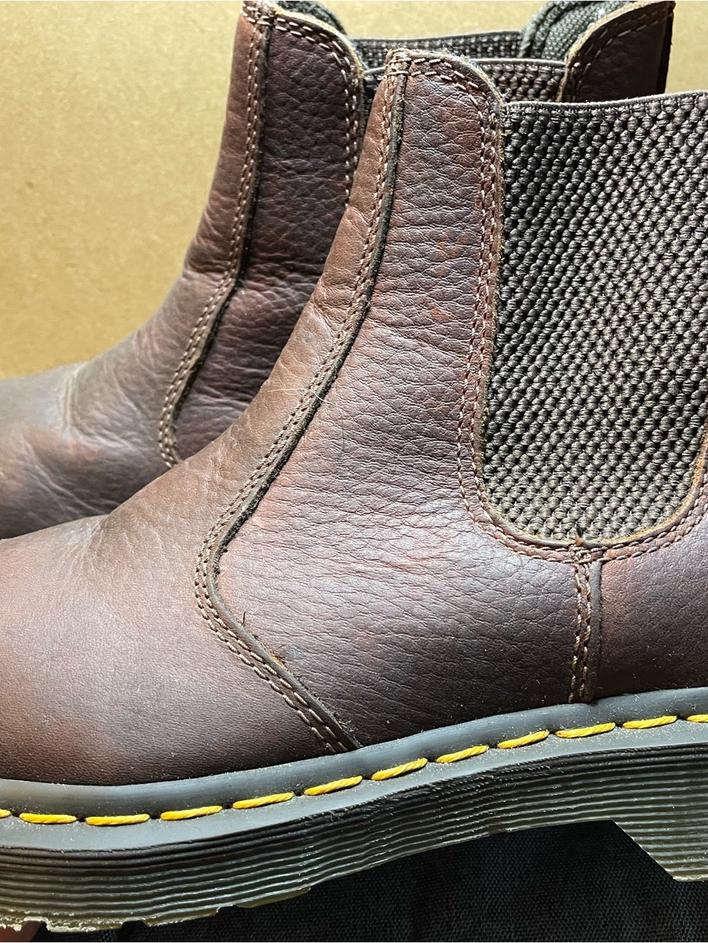 Dr. Martens Men’s Brown Leather Chukka Boots with Yellow Stitching - Picture 7 of 10